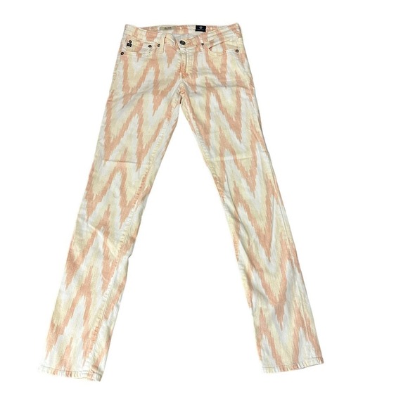 Adriano Goldschmied The Stilt Cigarette Leg Jeans Orange/White Chevron Size 26R - Picture 2 of 14